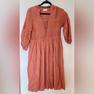 Roolee Casual Salmon Pink Dress